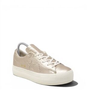 Converse Womens One Star Platform Ox Gold Metallic Sneakers Shoes Size 9